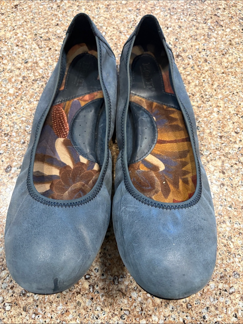 Born Juliane Women’s 10 Blue Suede Leather Ballet Flats Round Toe